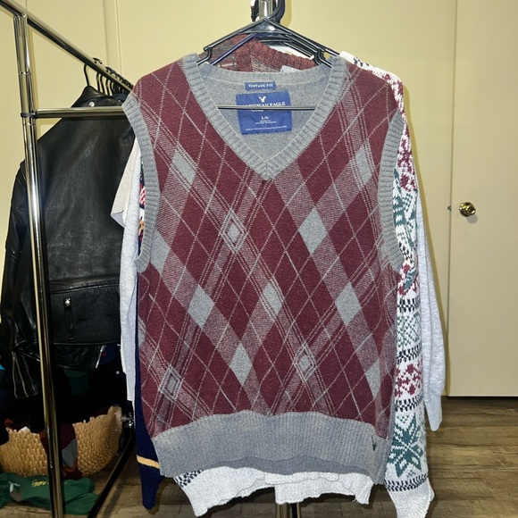 Y2K American eagle argyle sweater vest size large - Picture 1 of 3